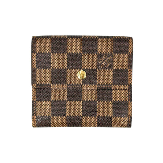 Louis Vuitton Portefeuille Elise Damier Ebene Bi-fold Compact Wallet - Brown 