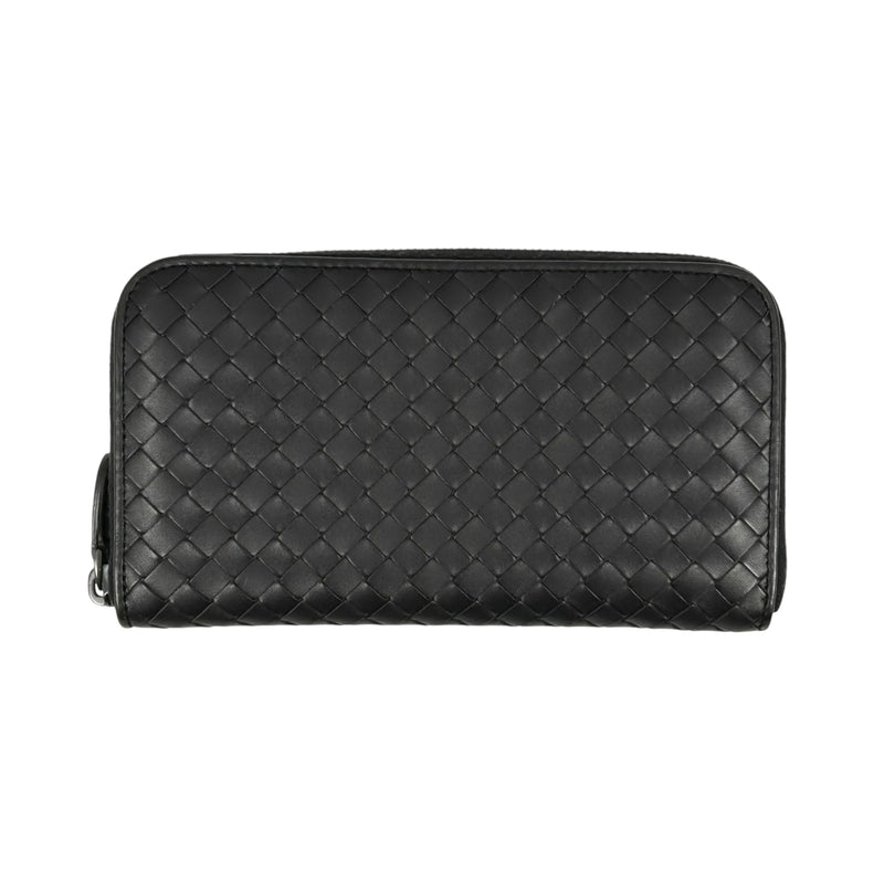 BOTTEGA VENETA Intrecciato Zip-Around Lambskin Long Wallet - Dark Brown 