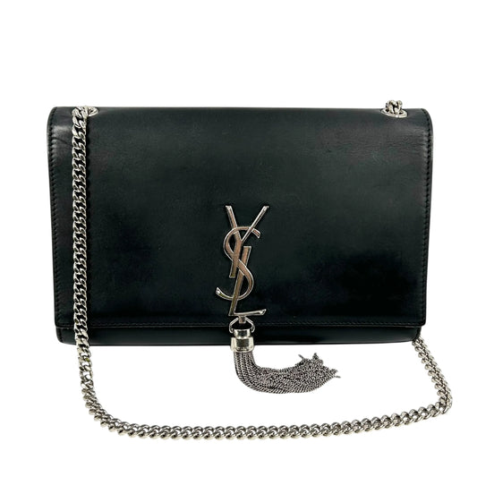 Saint Laurent Kate Tassel Medium Leather Chain Shoulder Bag - Black 