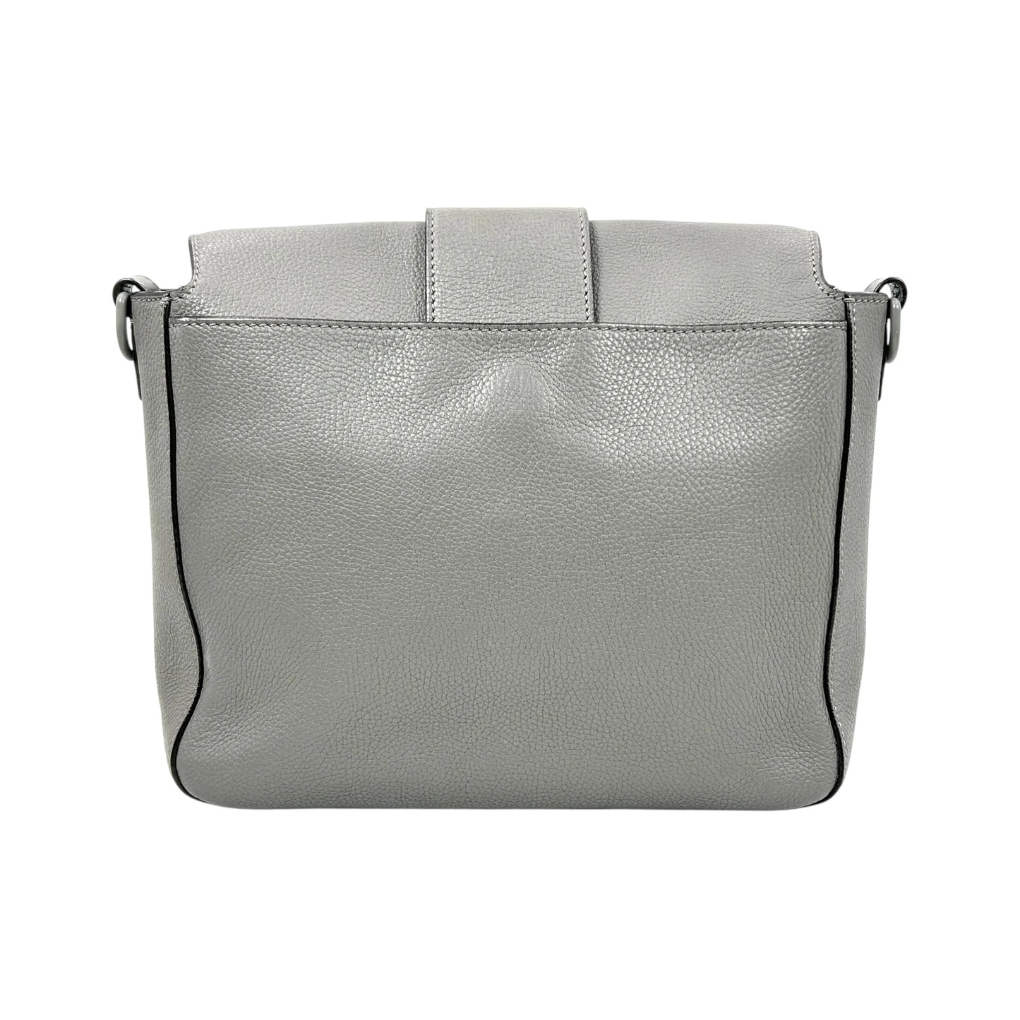 FENDI Baguette Messenger Bag Leather Shoulder Bag - Grey 
