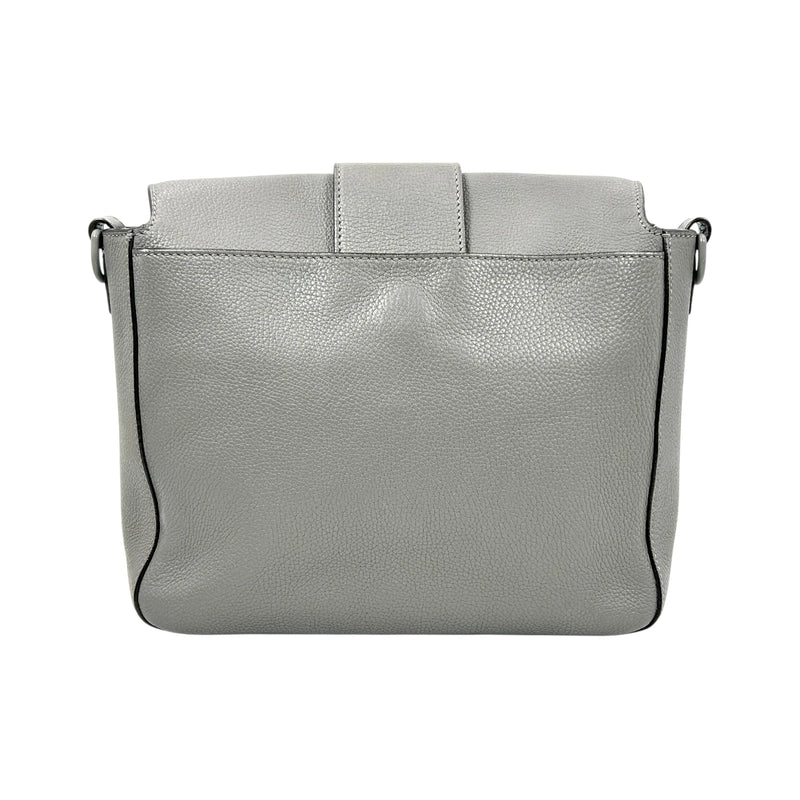 FENDI Baguette Messenger Bag Leather Shoulder Bag - Grey 