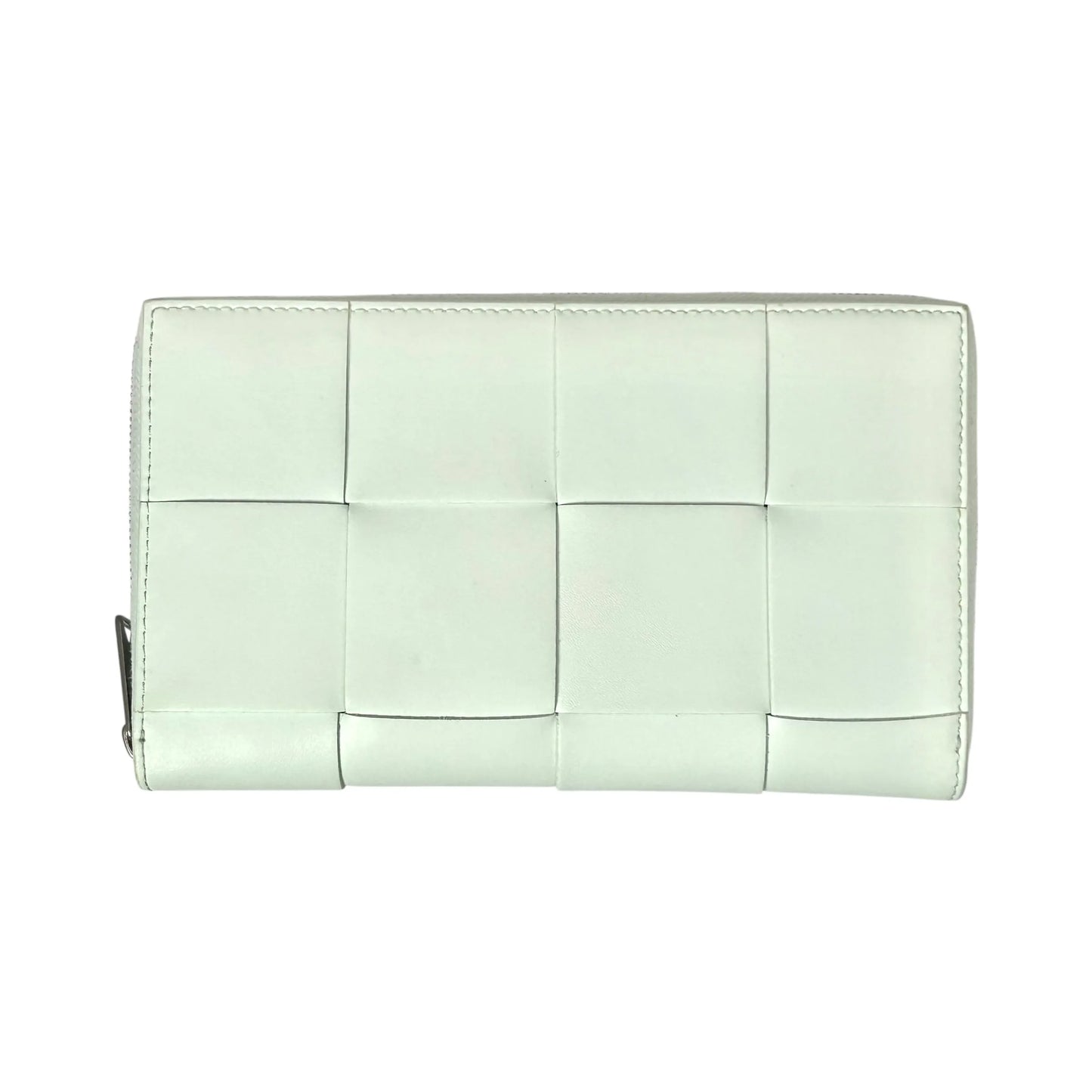 BOTTEGA VENETA Cassette Intrecciato Leather Round Zip Long Wallet - White 