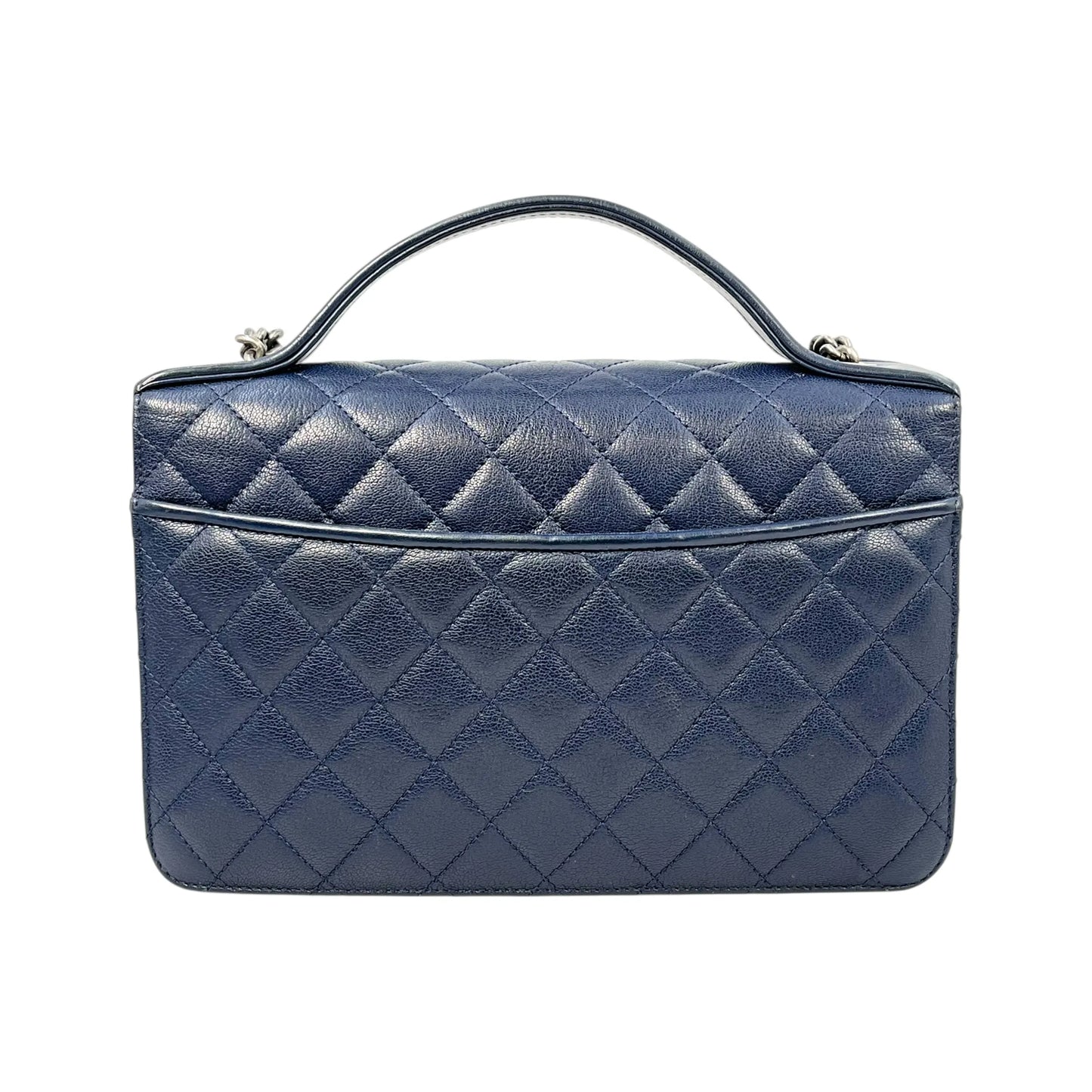CHANEL CC University Matelasse Goatskin Chain Shoulder Bag - Navy 