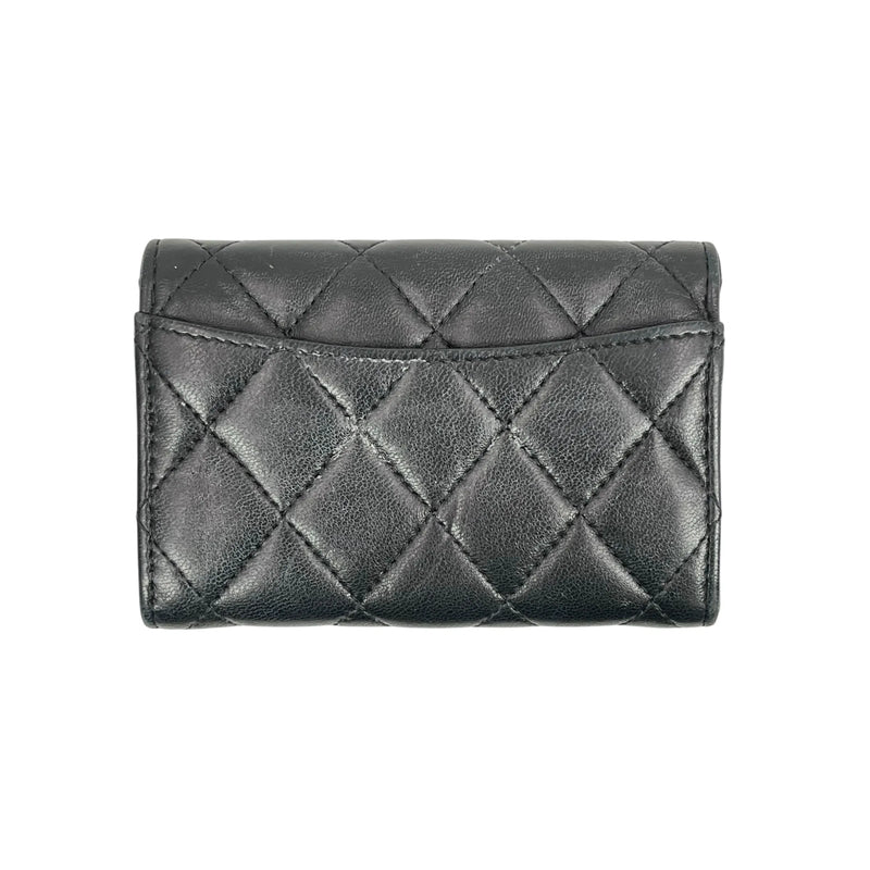 CHANEL Matelasse Lambskin Card Case and Coin Case - Black 