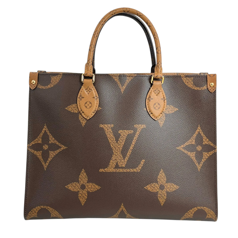 Louis Vuitton On the Go MM Monogram Giant Canvas Tote Bag - Brown