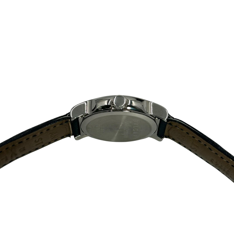 BVLGARI Solotempo Stainless Steel Leather Band Watch - Black 