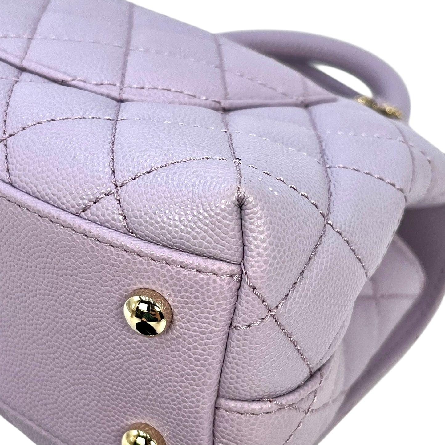 CHANEL Matelasse Caviar Leather Coco Handle Chain Shoulder Bag - Purple 