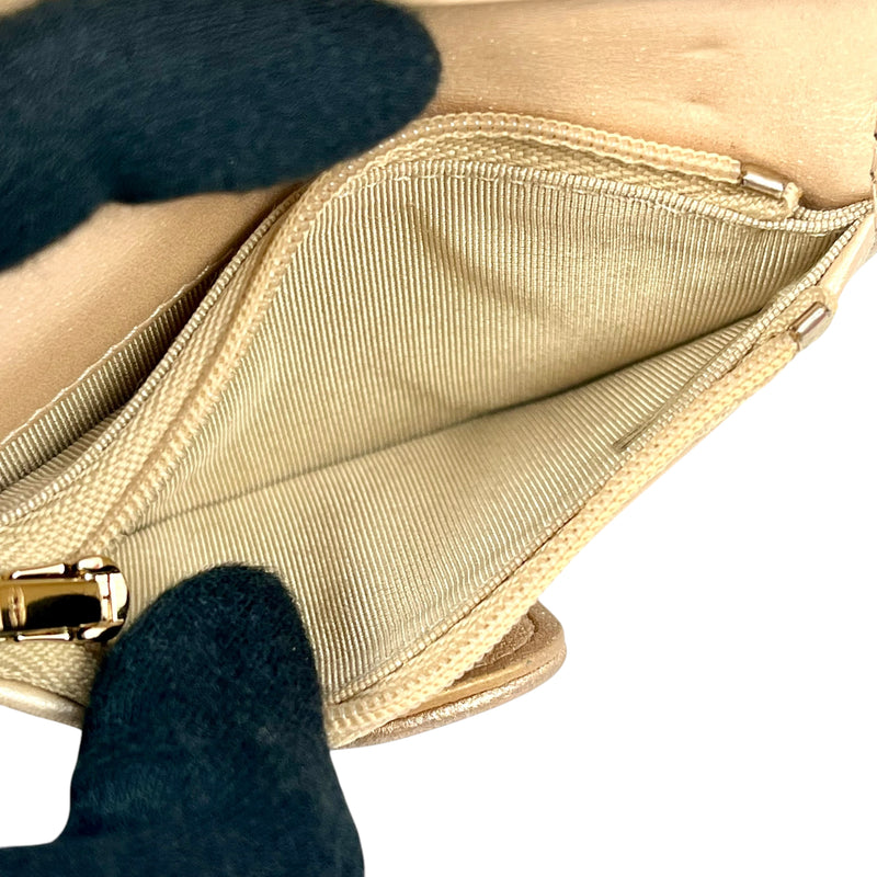 CHANEL Matelasse Metallic Bifold Compact Wallet - Gold 