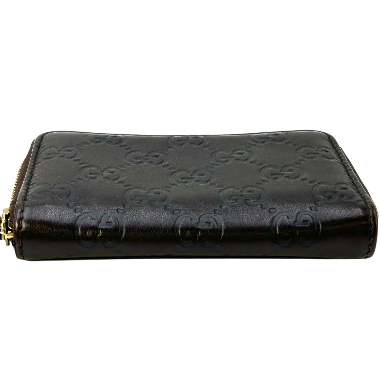GUCCI Guccissima Card Case Compact Wallet - Dark Brown 