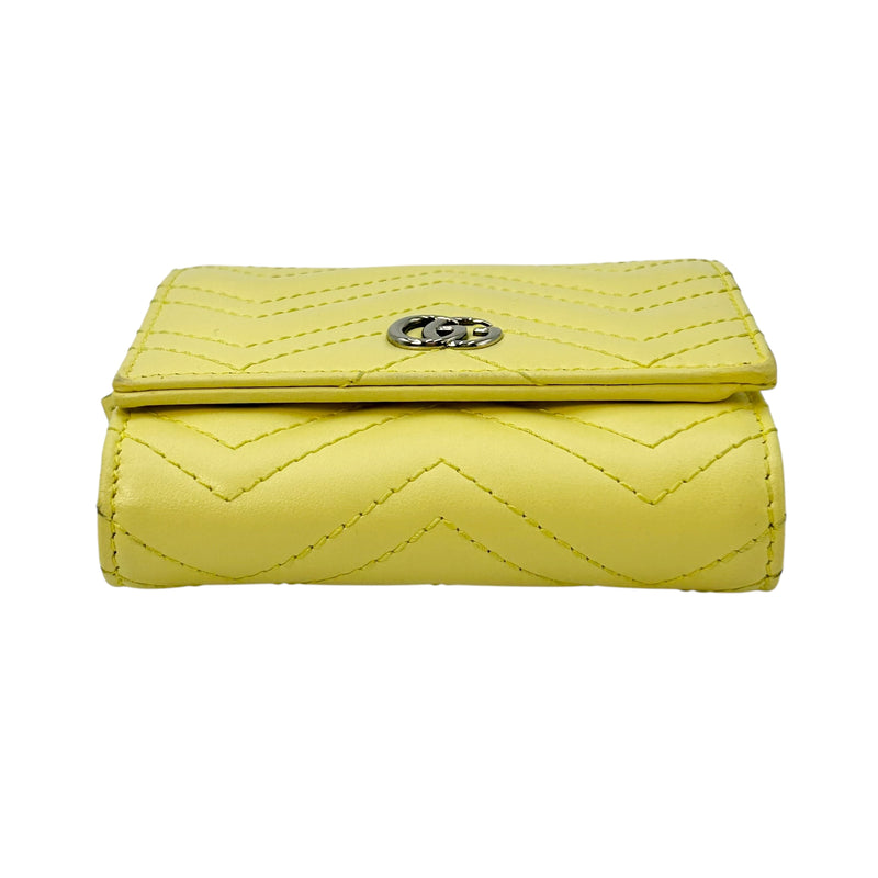 GUCCI GG Marmont Leather Bi-fold Compact Wallet - Yellow 