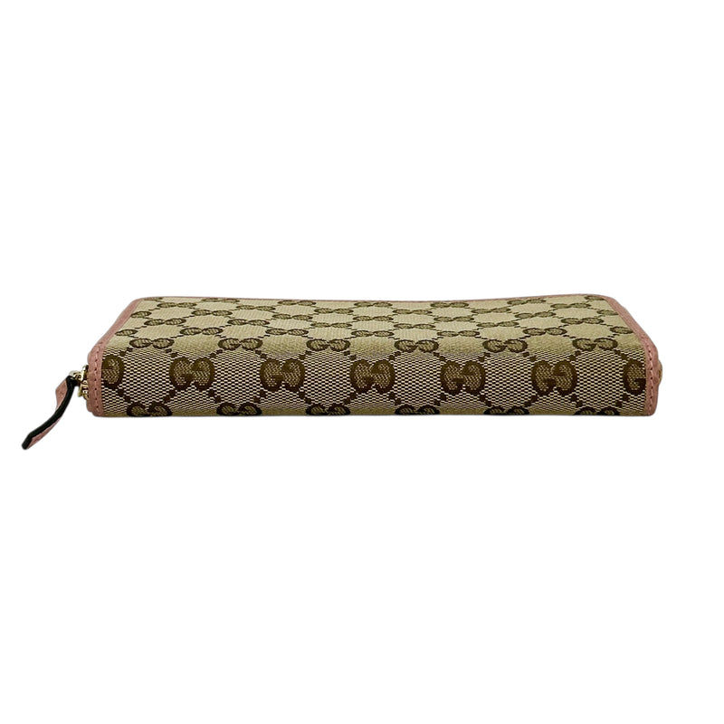 GUCCI GG Canvas Zip Around Long Wallet - Beige 
