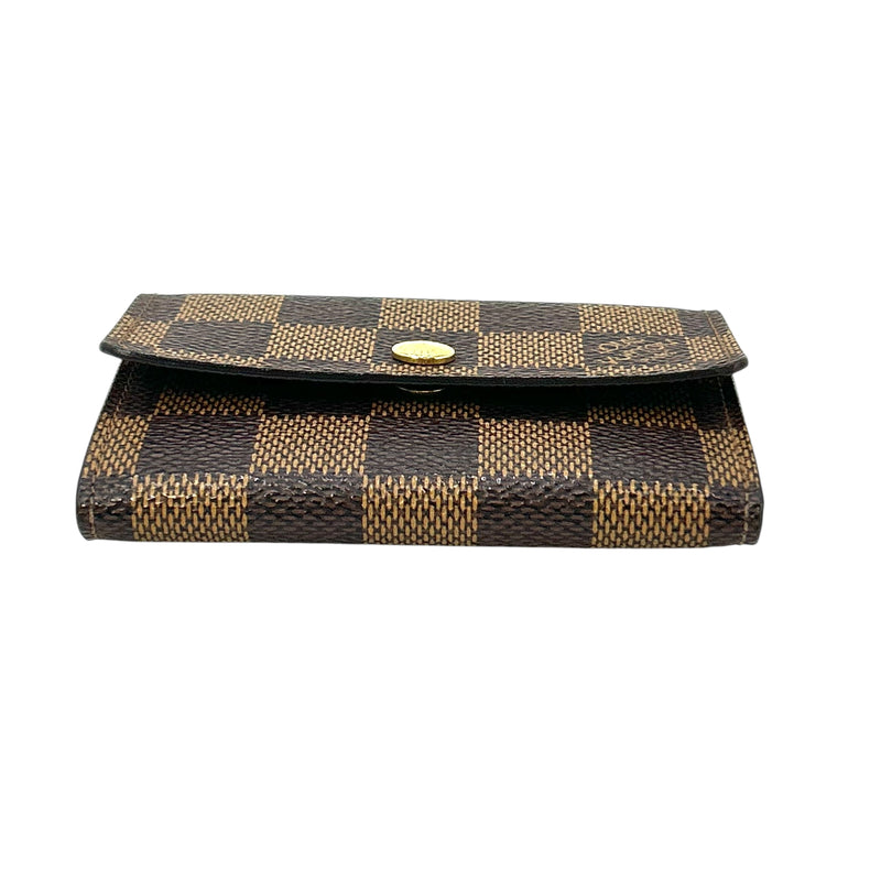 Louis Vuitton Damier Porte Monnaie Plat Bi-fold Compact Wallet - Dark Brown 