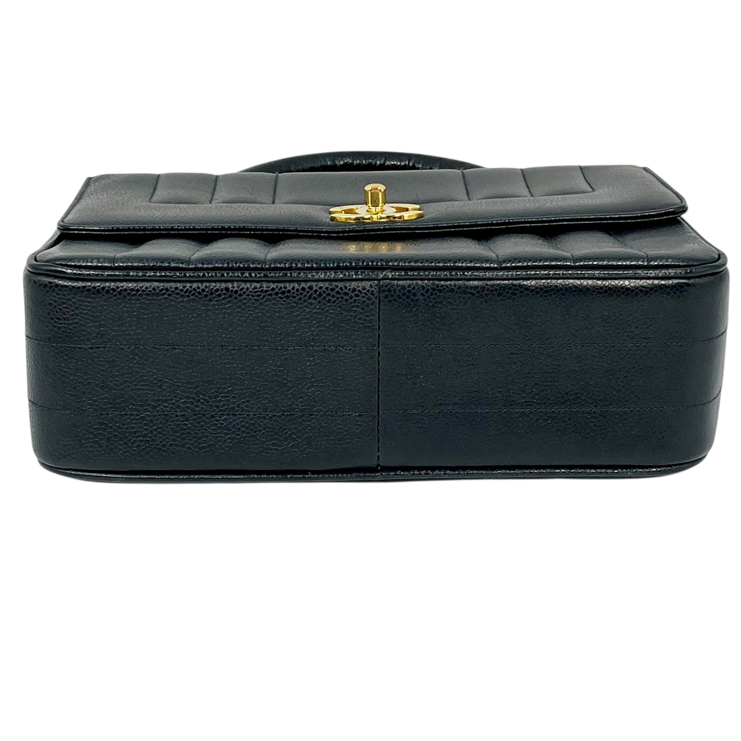 CHANEL マドモアゼル キャビアスキン ハンドバッグ - ブラック