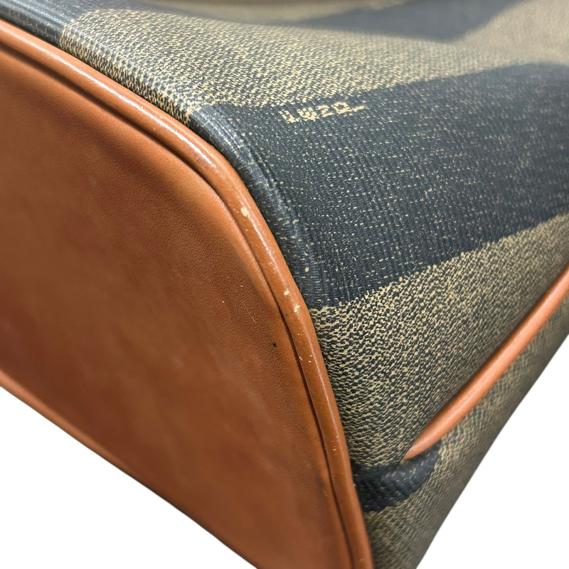 FENDI ペカン ロゴ ストライプ ハンドバッグ - ブラウン