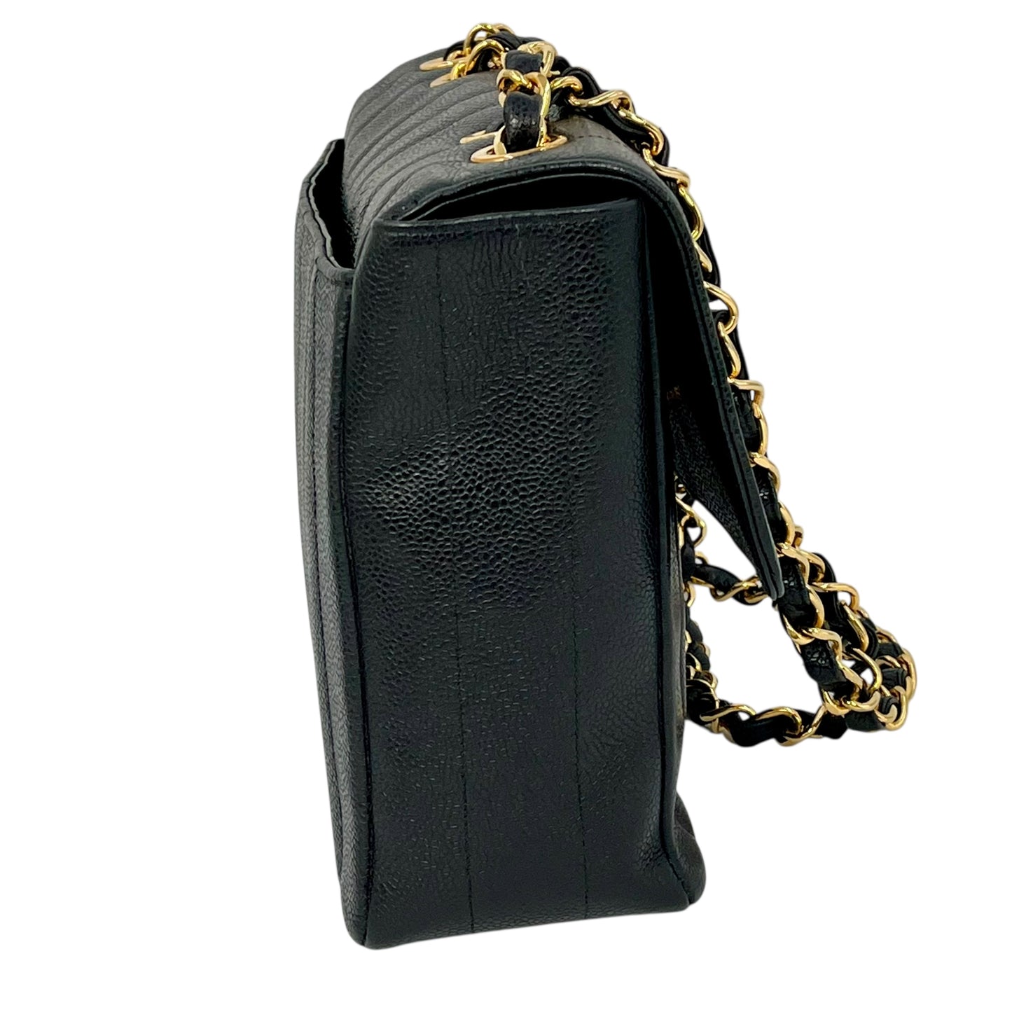 CHANEL マドモアゼル キャビアスキン チェーンショルダーバッグ - ブラック