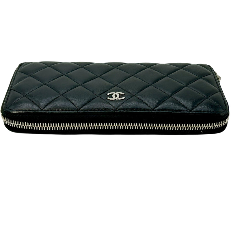 CHANEL Cambon Line Lambskin Long Wallet - Black 