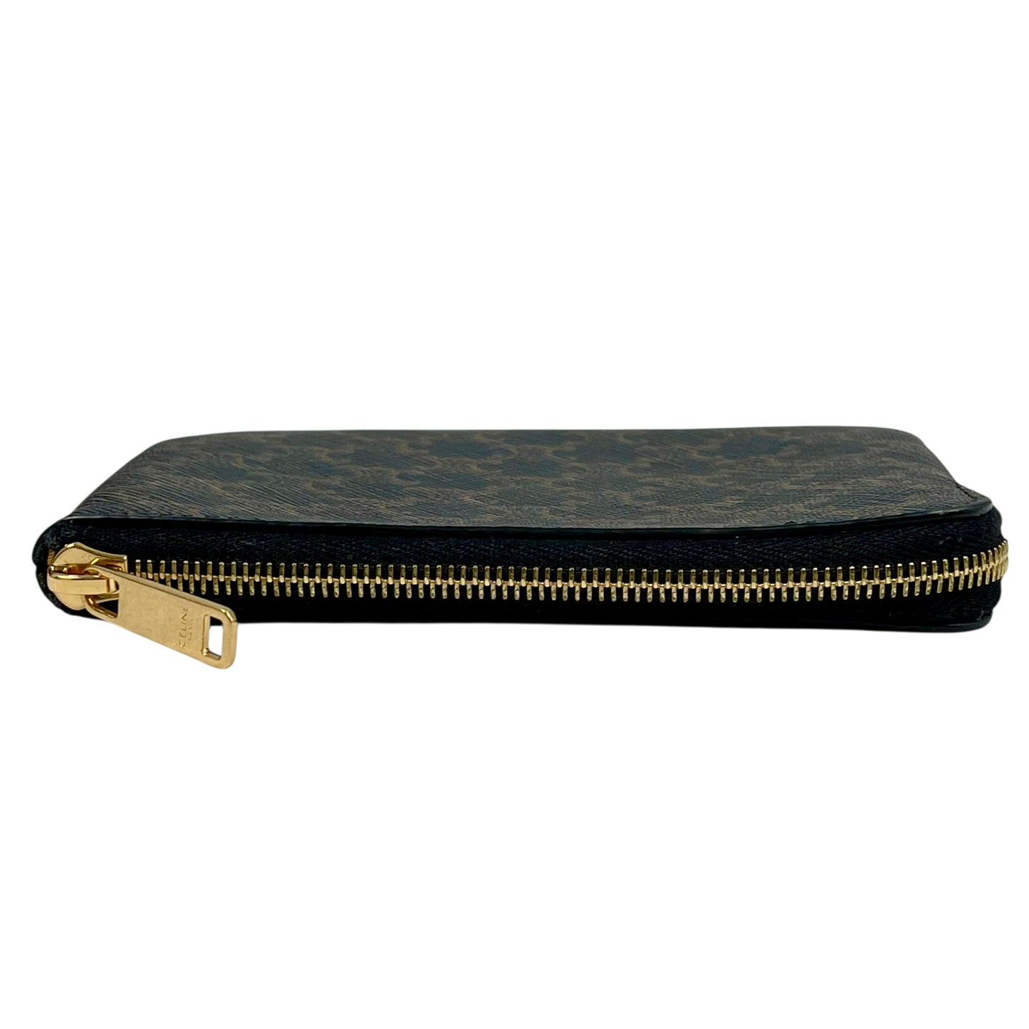 CELINE Triomphe Logo Coin Case &amp; Key Case - Dark Brown 