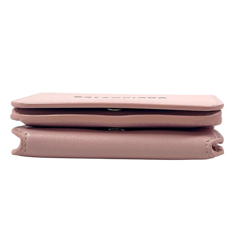 BALENCIAGA Cash Mini Leather Tri-fold Compact Wallet - Pink
