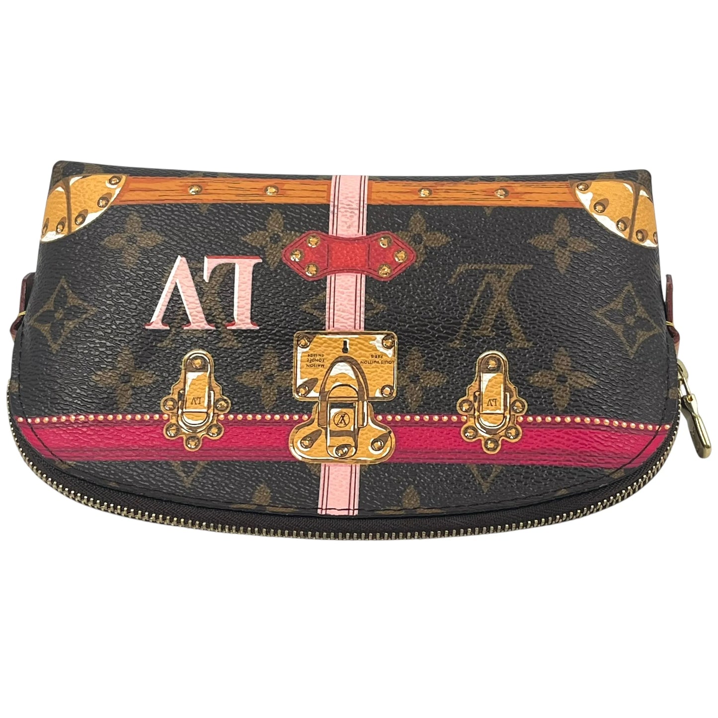 Louis Vuitton Monogram Canvas Pochette Cosmetic Summer Trunk Collection Pouch - Brown 
