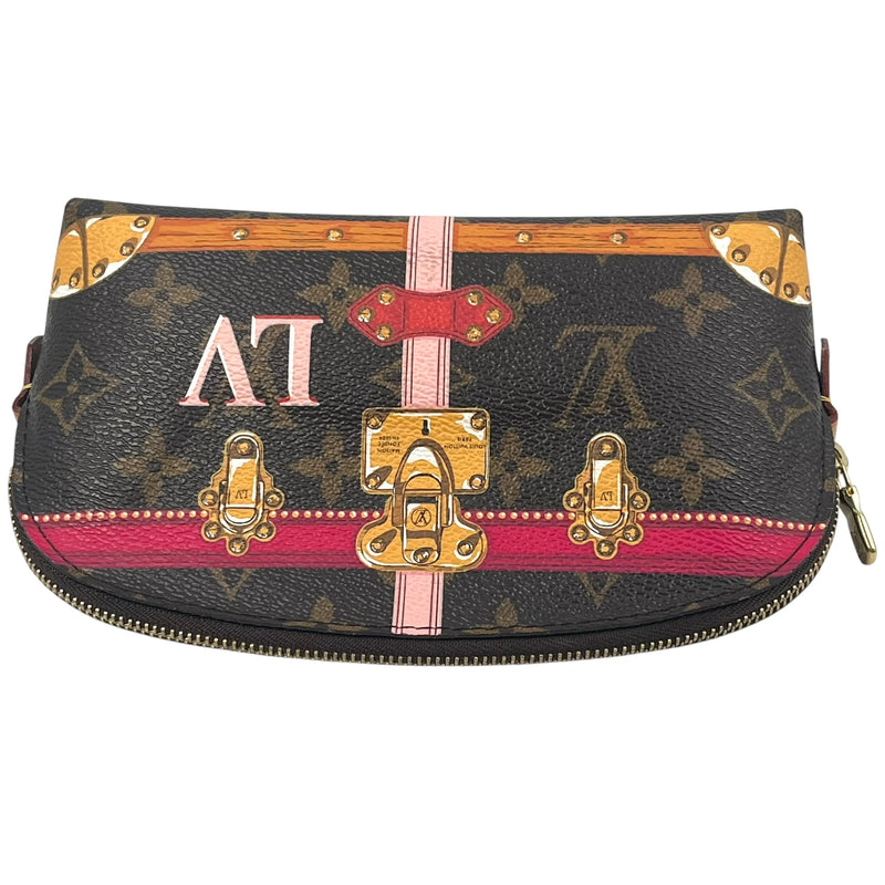 Louis Vuitton Monogram Canvas Pochette Cosmetic Summer Trunk Collection Pouch - Brown 
