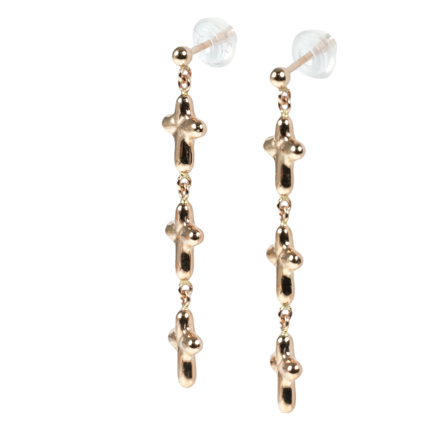 Triple Cross Earrings - 18KPG - 06846 