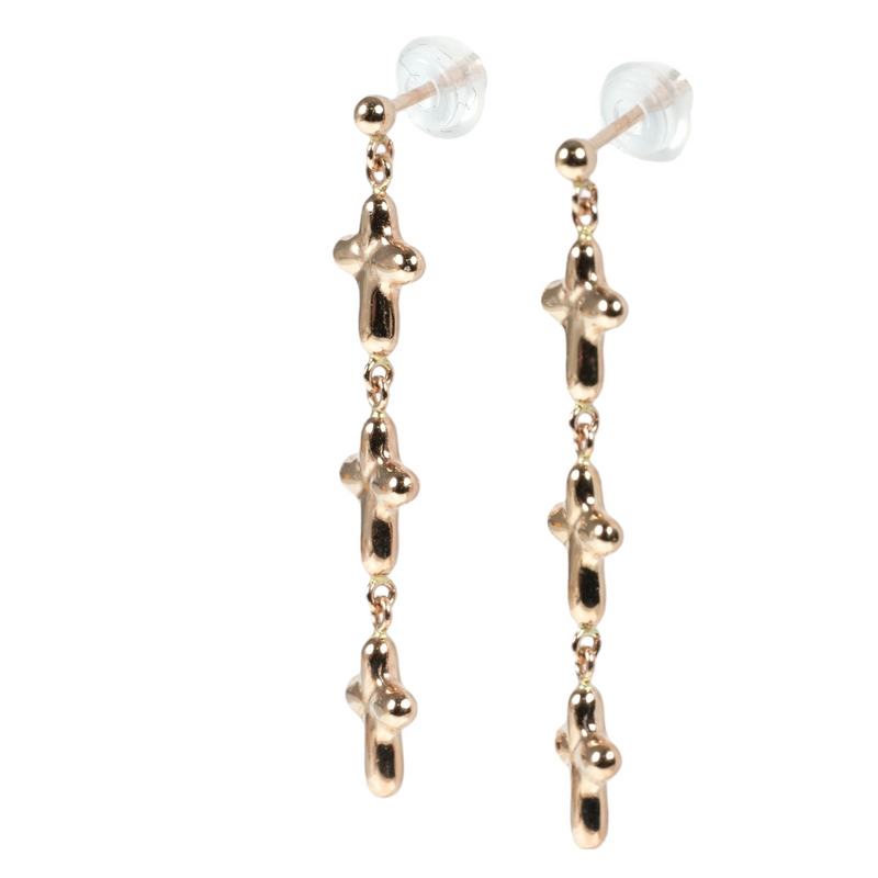 Triple Cross Earrings - 18KPG - 06846 