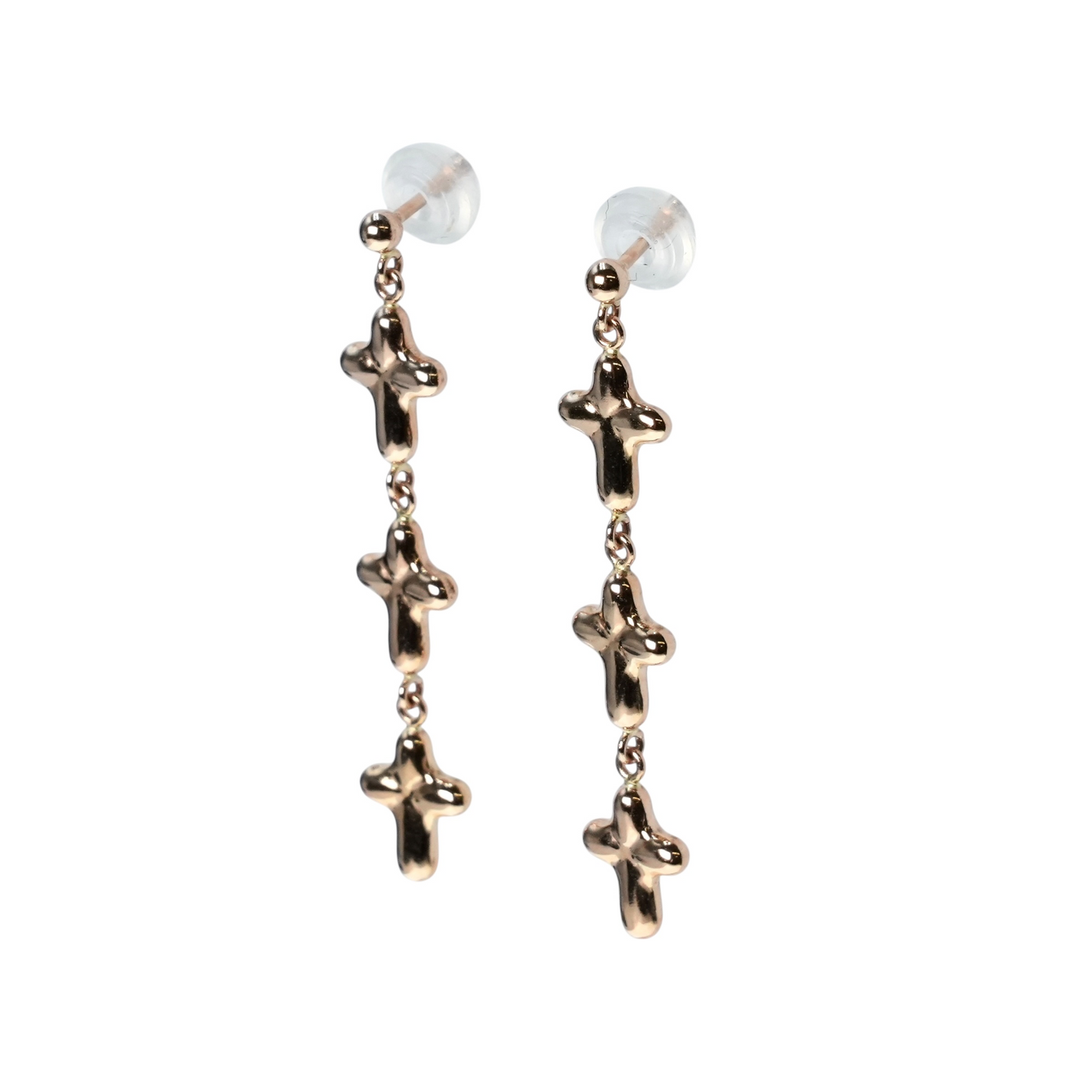 Triple Cross Earrings - 18KPG - 06845 