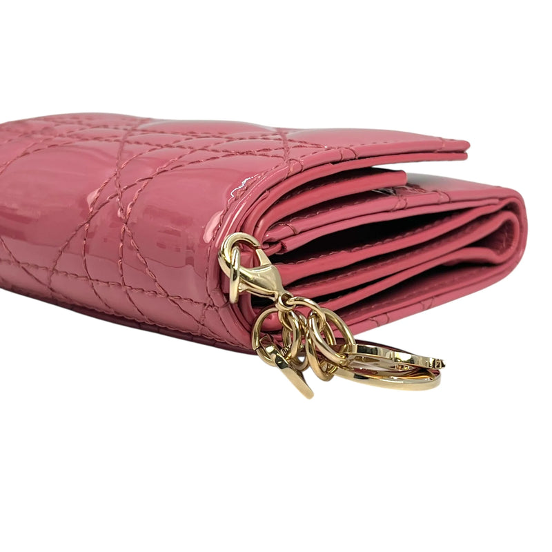 Dior Lady Dior Lotus Compact Wallet - Pink 