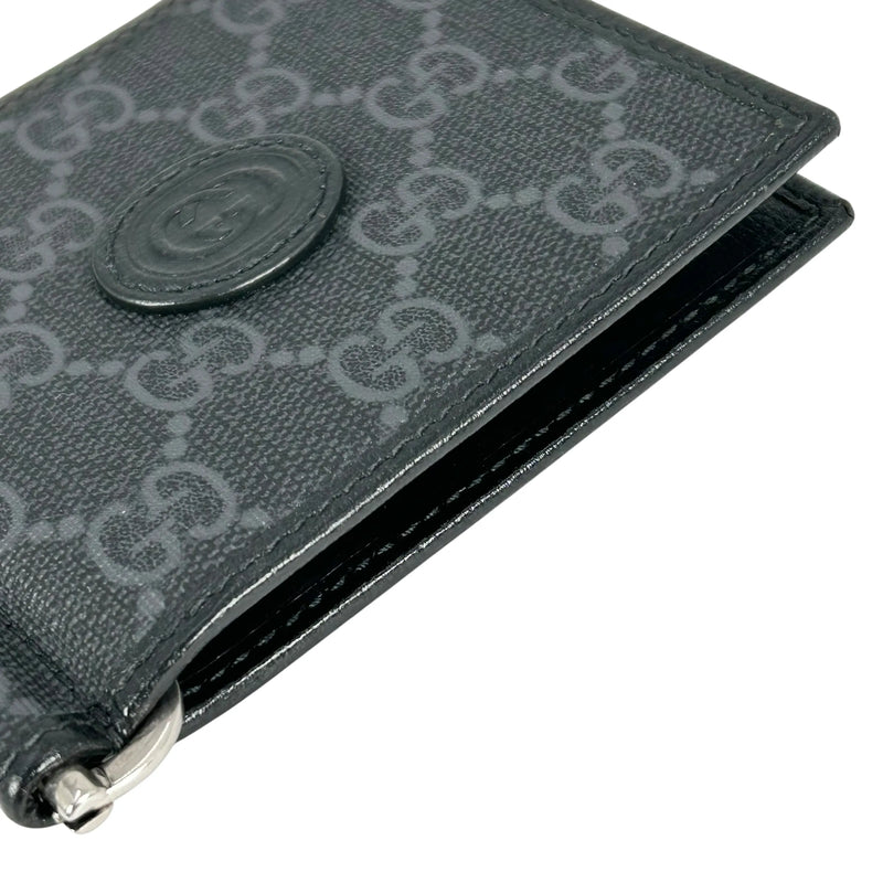 GUCCI Interlocking G GG Supreme Money Clip Compact Wallet - Black 