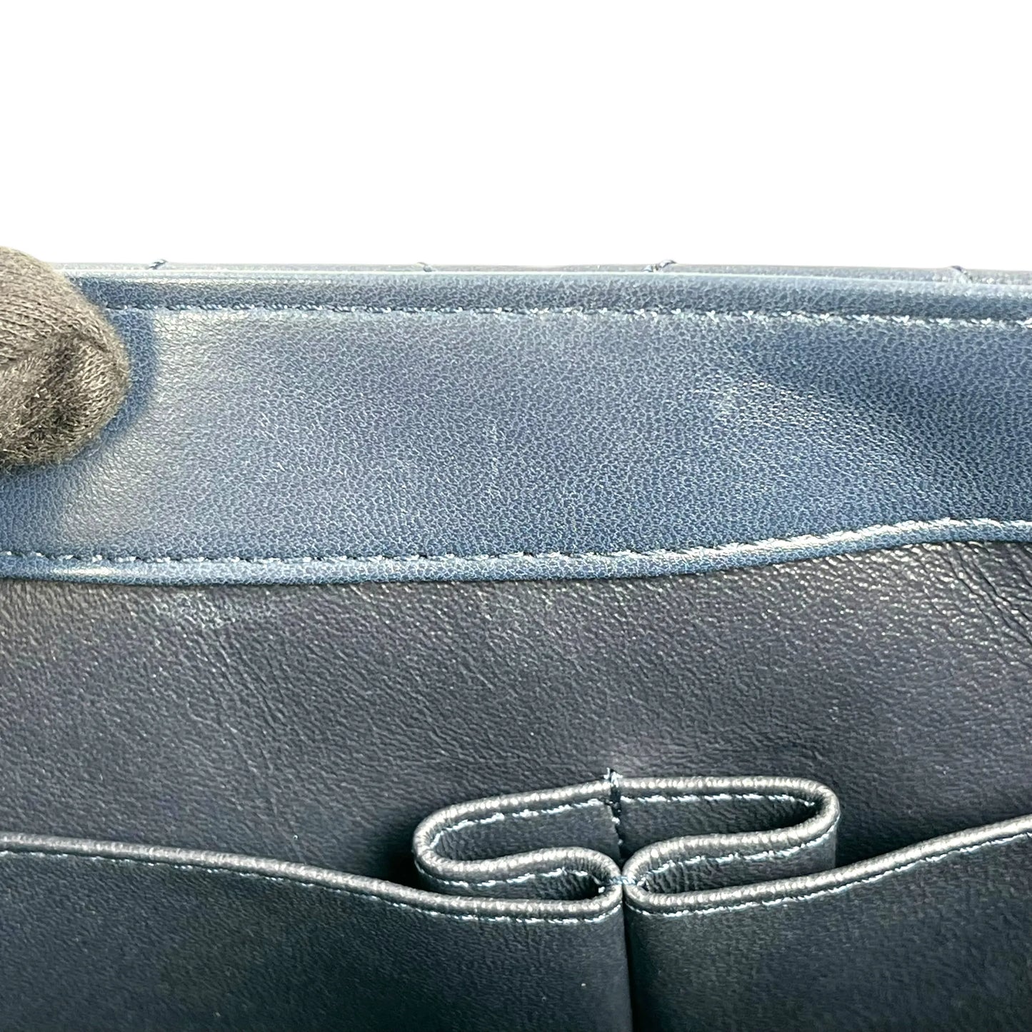 CHANEL Calfskin Matelassé Top Handle Trendy CC Handbag with Chain Shoulder Bag - Navy 