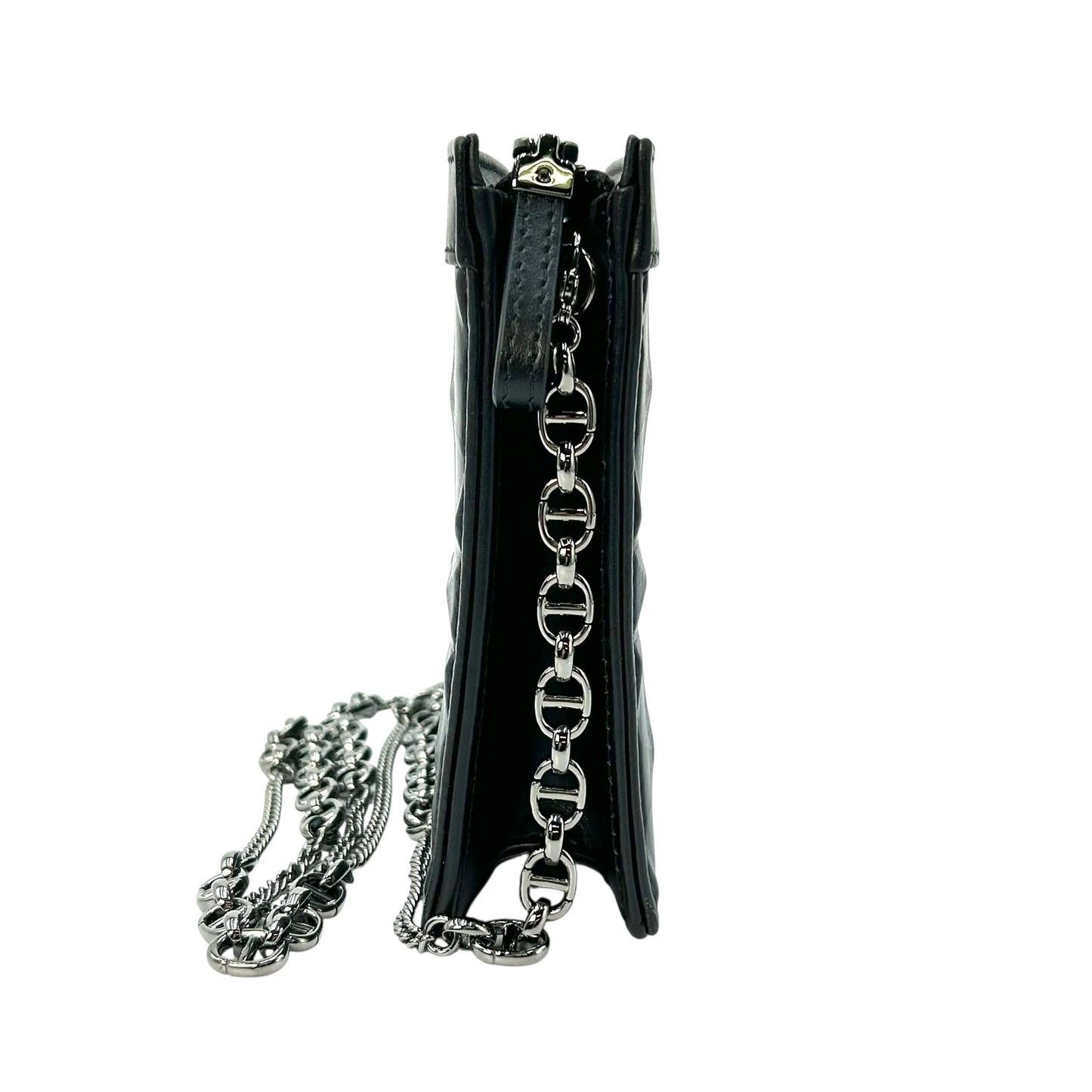 Dior Caro Chain Pouch Cannage Calfskin Chain Wallet Shoulder Bag - Black 
