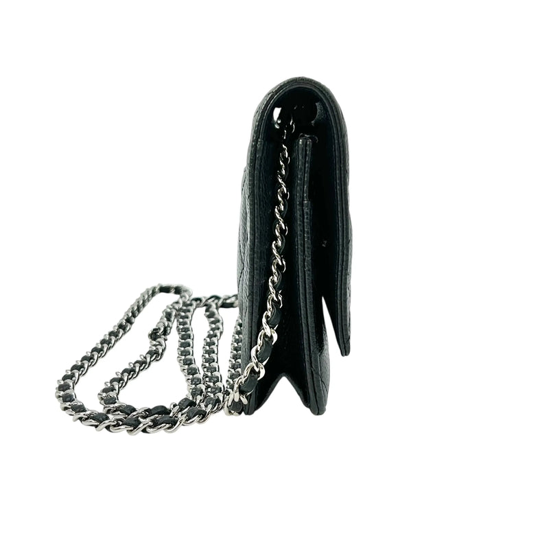 CHANEL マトラッセ キャビアスキン チェーンウォレット - ブラック - 34883