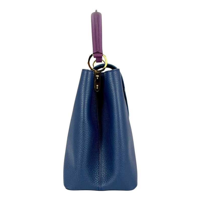 Louis Vuitton Capucines MM Taurillon Leather Handbag - Navy Blue 