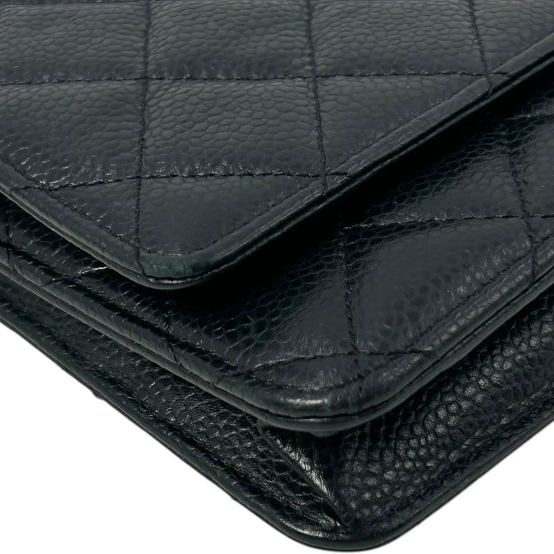 CHANEL マトラッセ キャビアスキン チェーンウォレット - ブラック - 34883