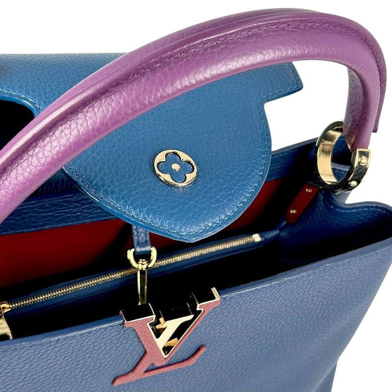 Louis Vuitton Capucines MM Taurillon Leather Handbag - Navy Blue 