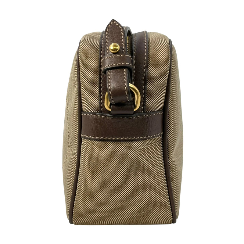 PRADA プラダロゴ ジャカード ショルダーバッグ - ベージュ