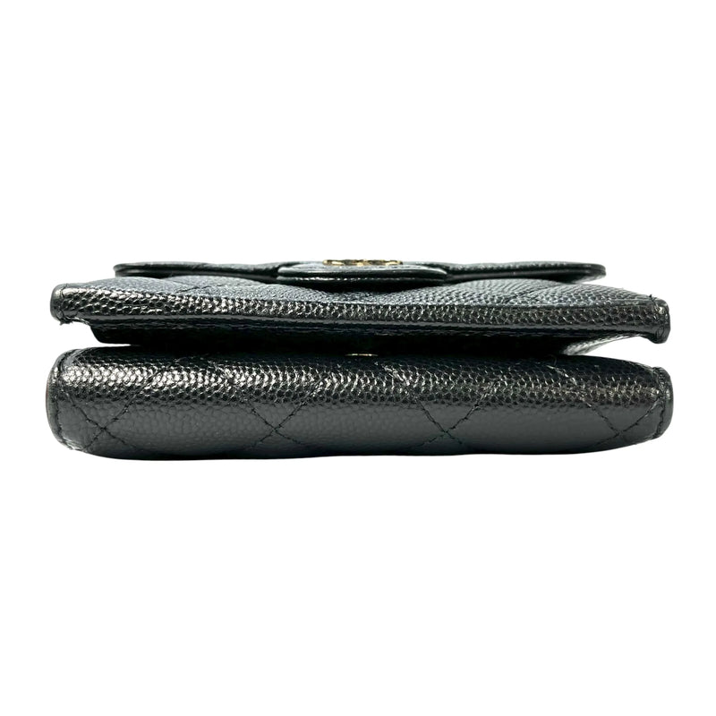 CHANEL Classic Small Flap Compact Wallet in Caviar Leather - Black 