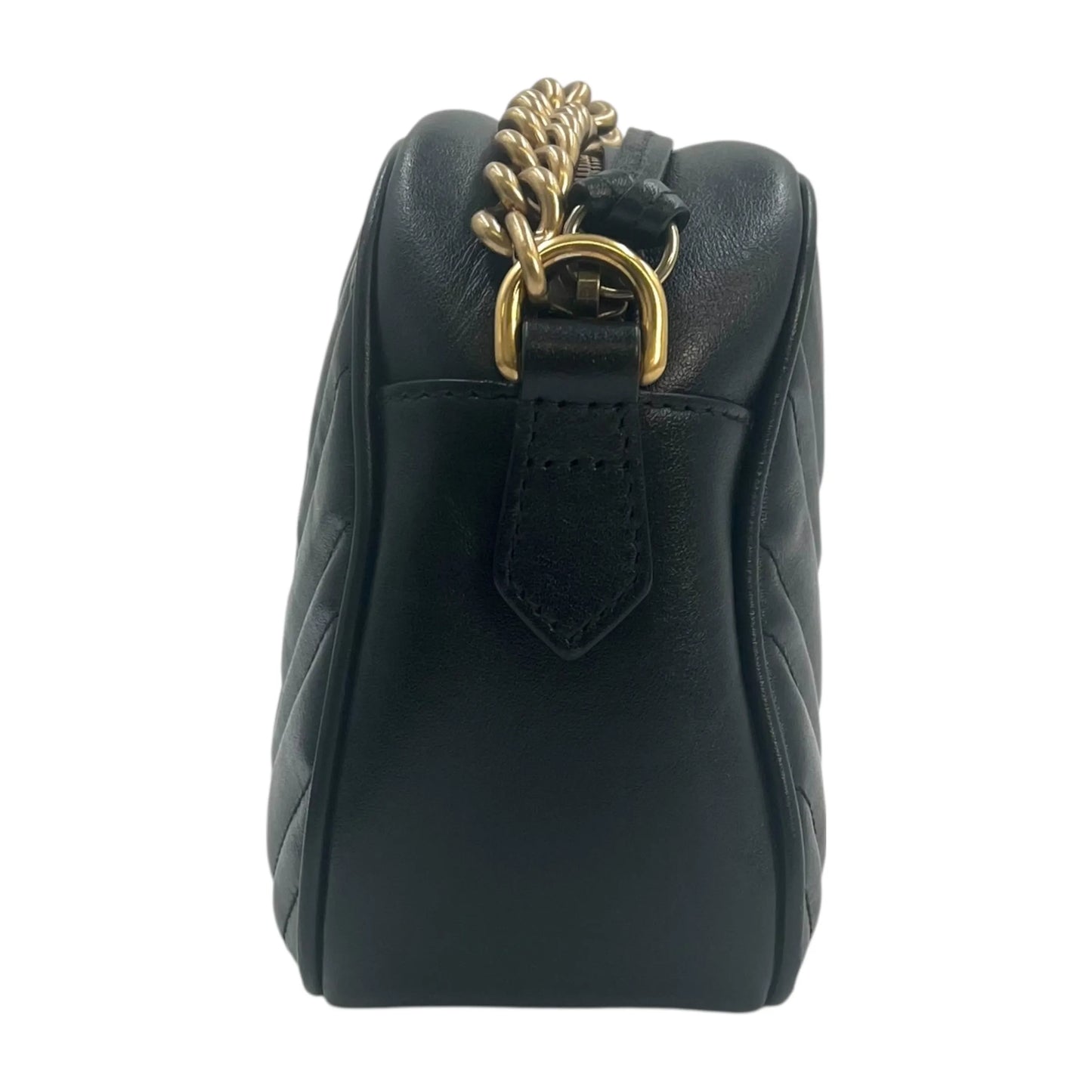 GUCCI GG Marmont Leather Shoulder Bag - Black 