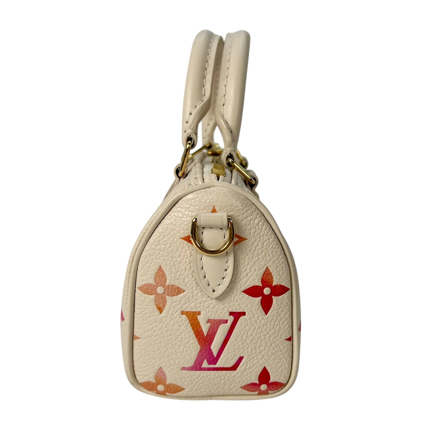 LOUIS VUITTON Nano Speedy Monogram Empreinte Handbag/Shoulder Bag - White 