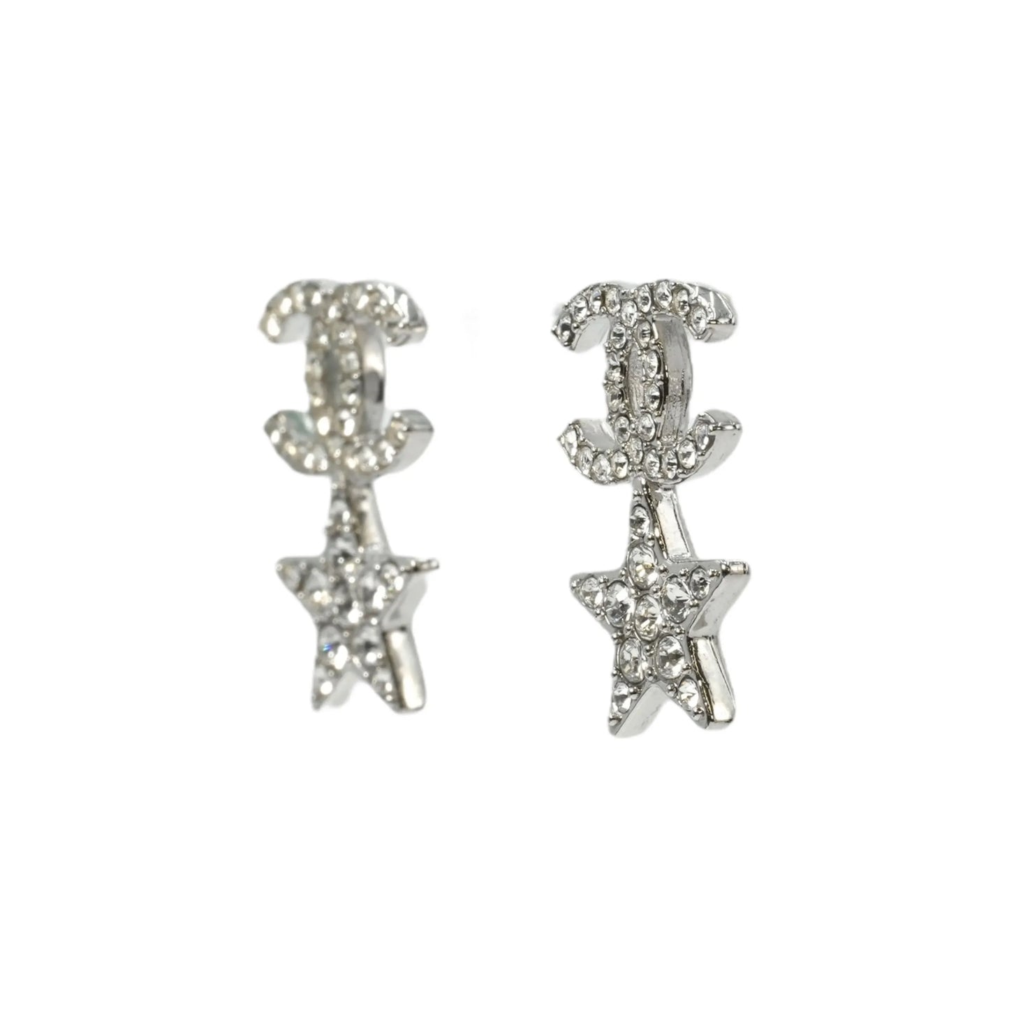 CHANEL Crystal CC Star Stud Earrings - Metal 