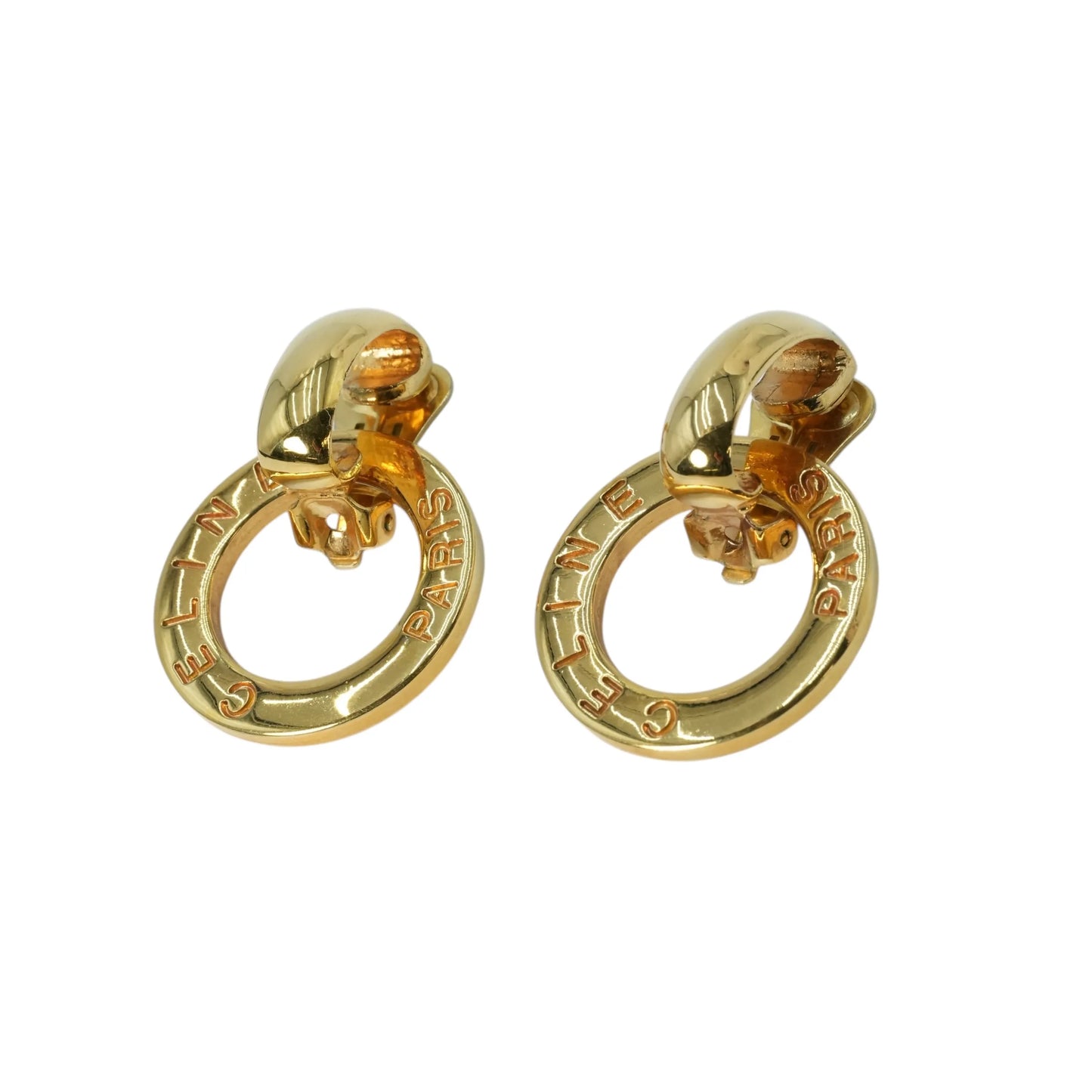 CELINE Circle Logo Earrings - GP 