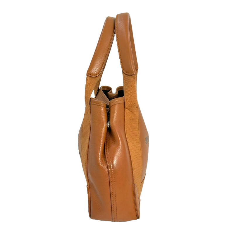 BALENCIAGA Navy Cabas Leather Handbag/Shoulder Bag - Brown 