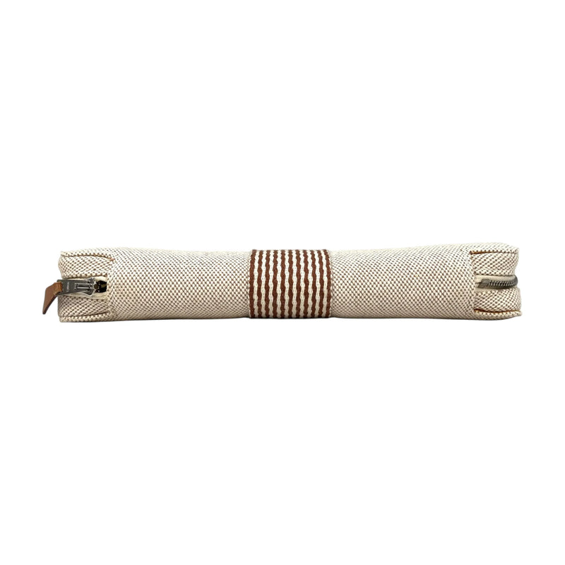 HERMES Air Line Canvas Travel Pouch - Beige 