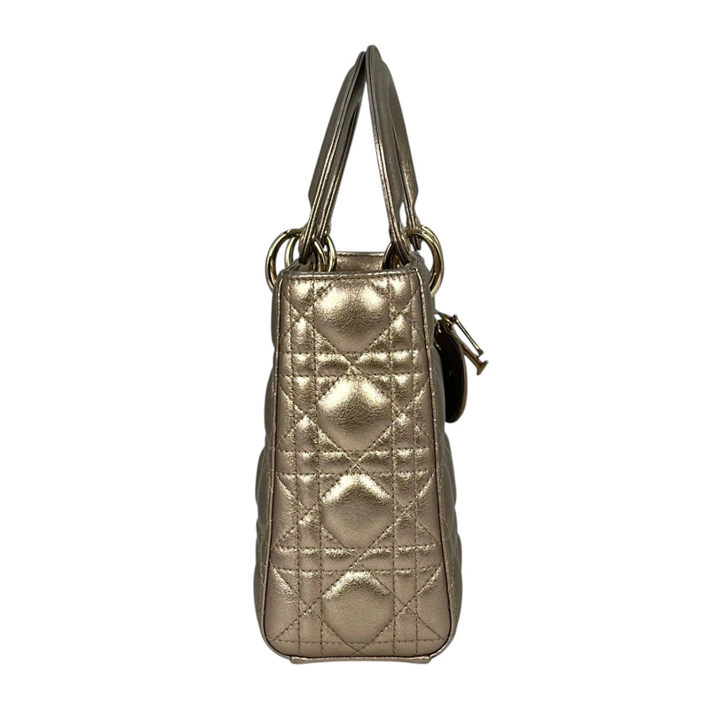 Christian Dior Lady Dior Cannage Calfskin Handbag/Shoulder Bag - Gold