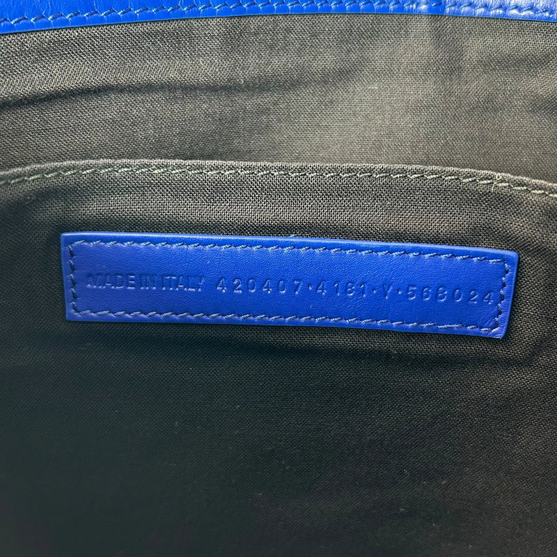 BALENCIAGA Canvas Clutch Bag - Cream and Blue 