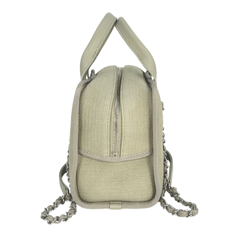 CHANEL Deauville Bowling Canvas Handbag/Shoulder Bag - Beige 