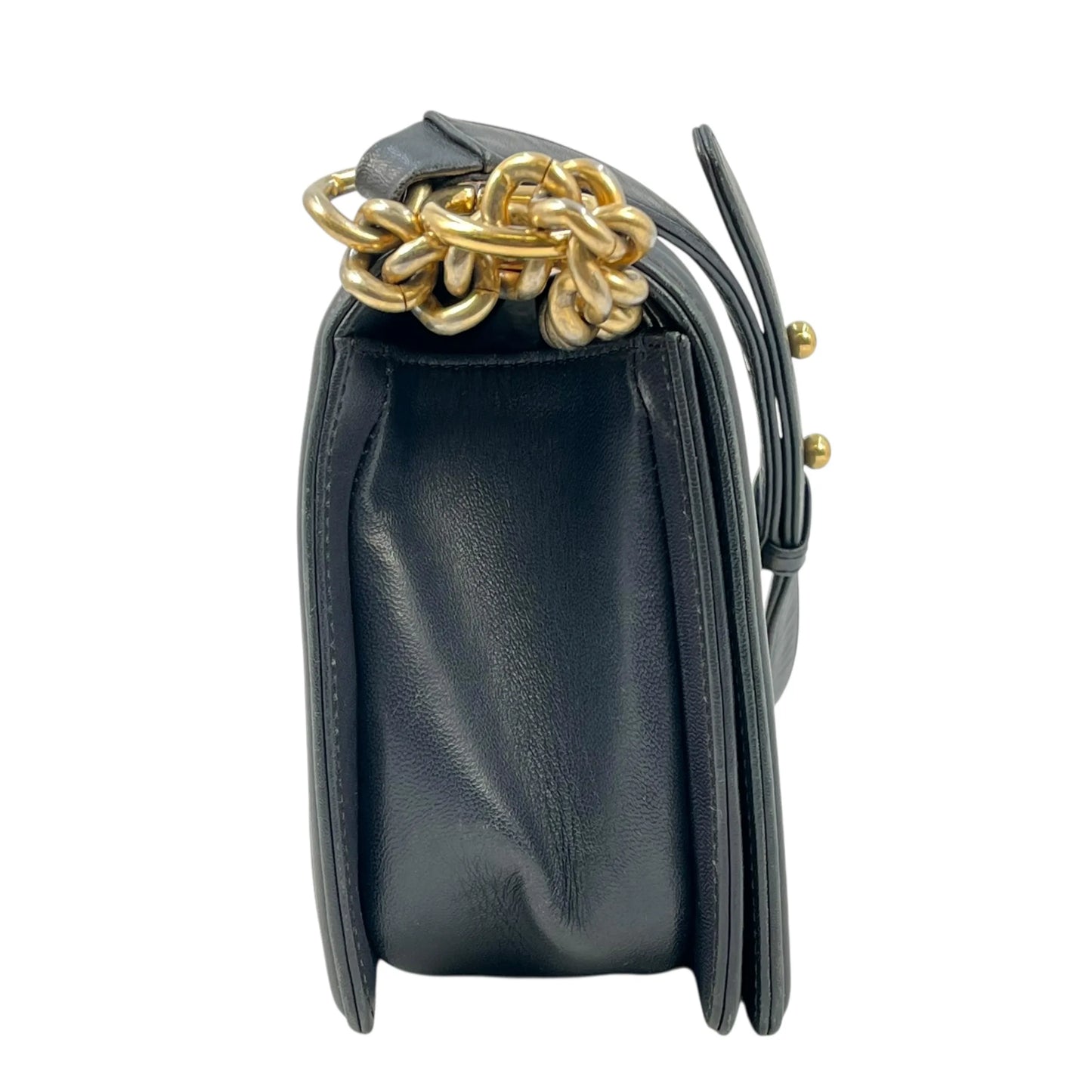 CHANEL Boy Chanel 25 Lambskin Chain Shoulder Bag - Navy 