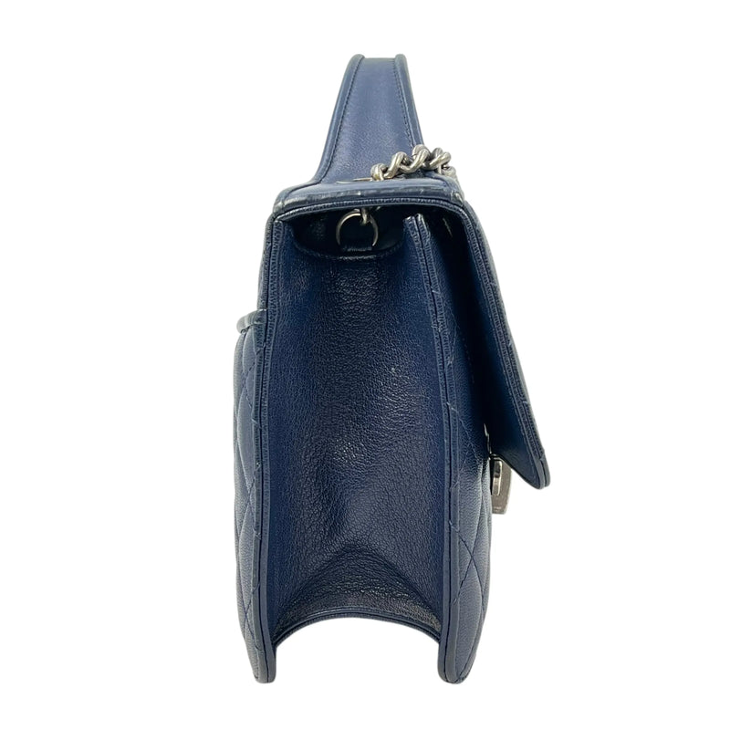 CHANEL CC University Matelasse Goatskin Chain Shoulder Bag - Navy 