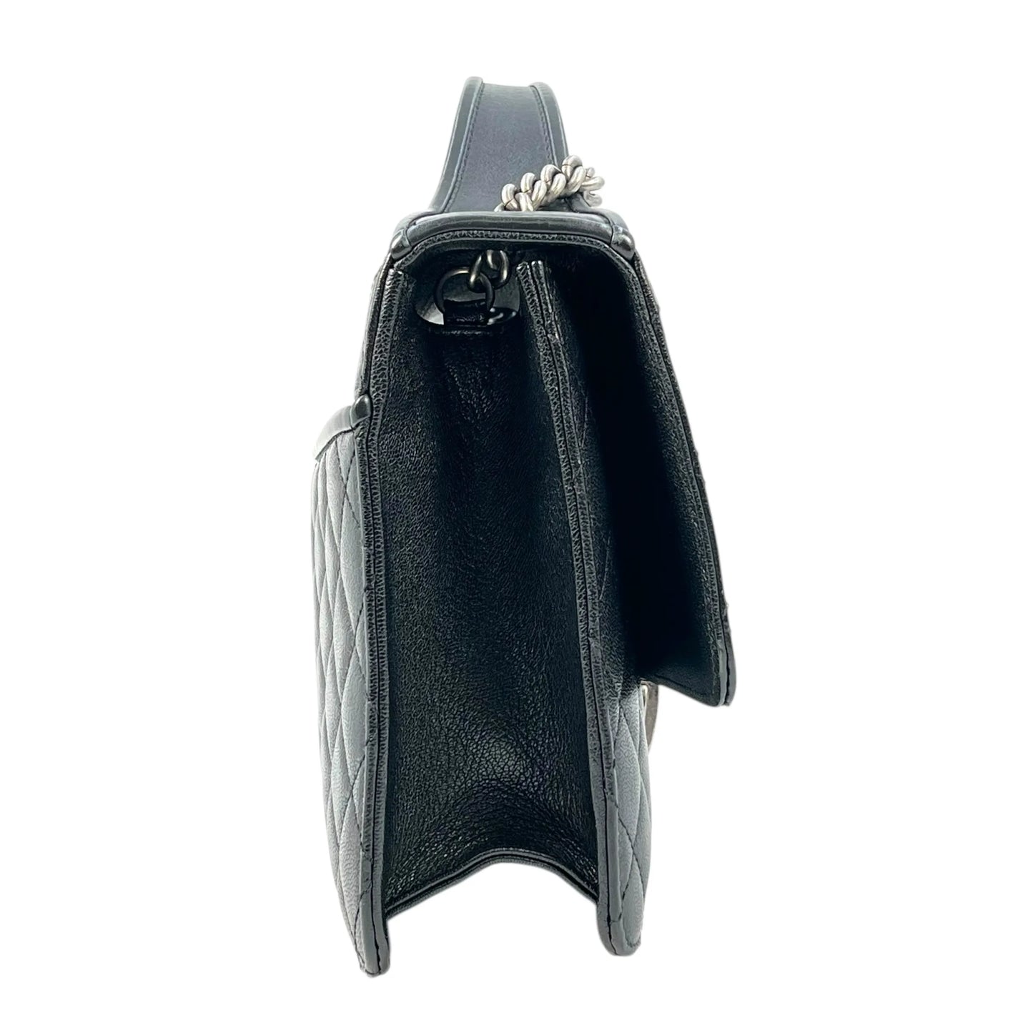 CHANEL CC University Matelasse Goatskin Chain Shoulder Bag - Black 