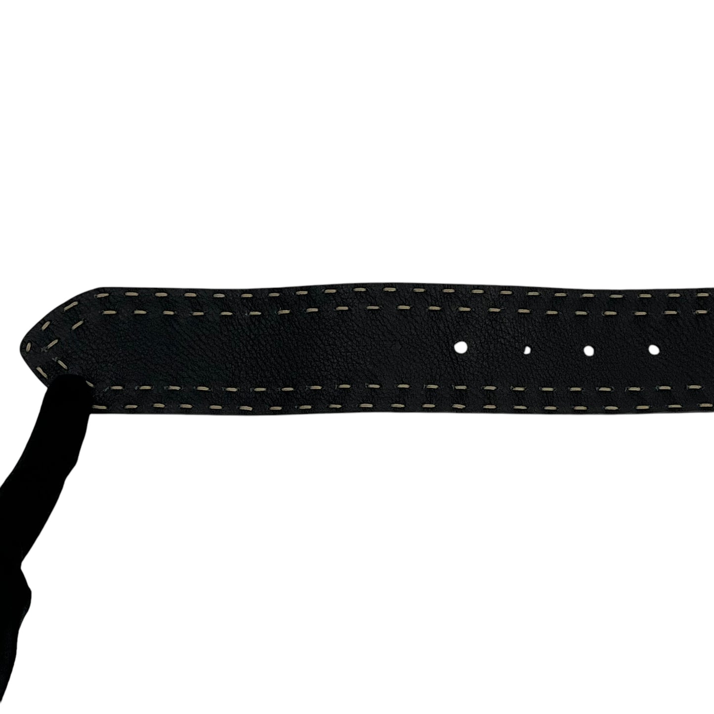 FENDI レザー ステッチ ベルト - ブラック